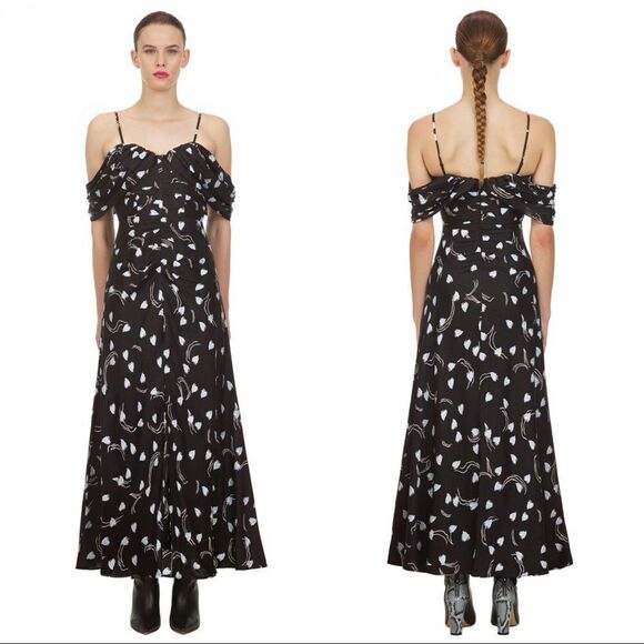 Self-Portrait Abstract Geo Print Off Shoulder Dress - Picture 4 of 12